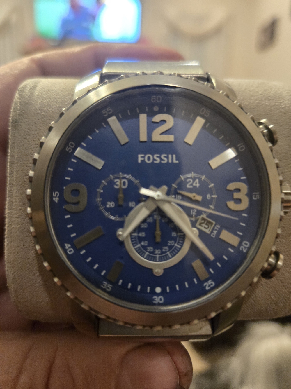 Fossil Blue Dial Chronograph Stainless Steel Watch